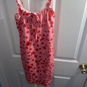 tight fitting short sleeve dress with red hearts